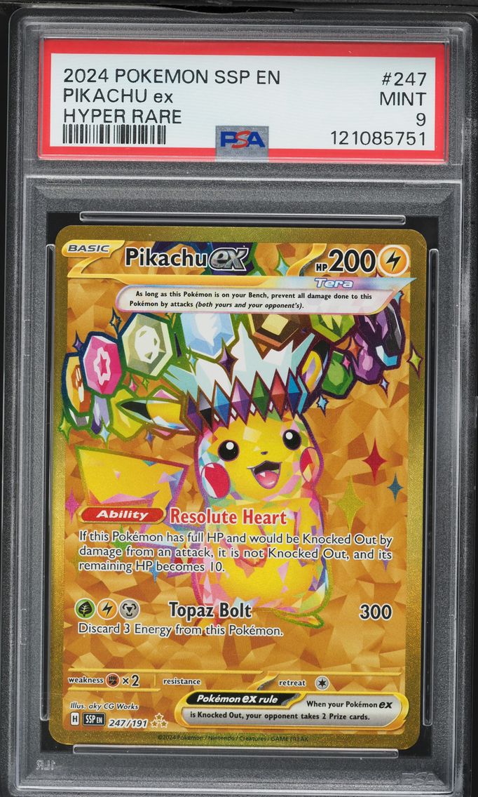 2024 #247 Pikachu EX PSA 9 Ssp EN-Surging Sparks Pokemon