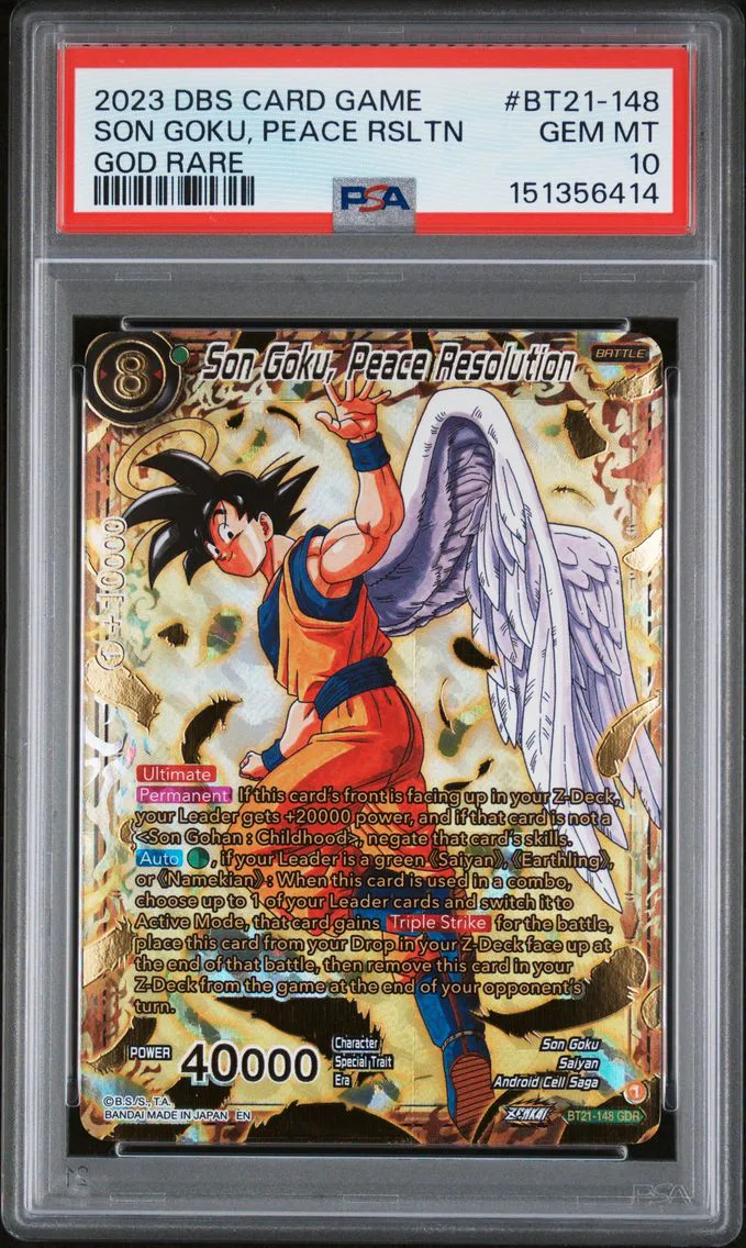 2023 #BT21-148 Son Goku, Peace Resolution PSA 10 Dragon Ball Super Card Game Series 21 Wild Resurgence