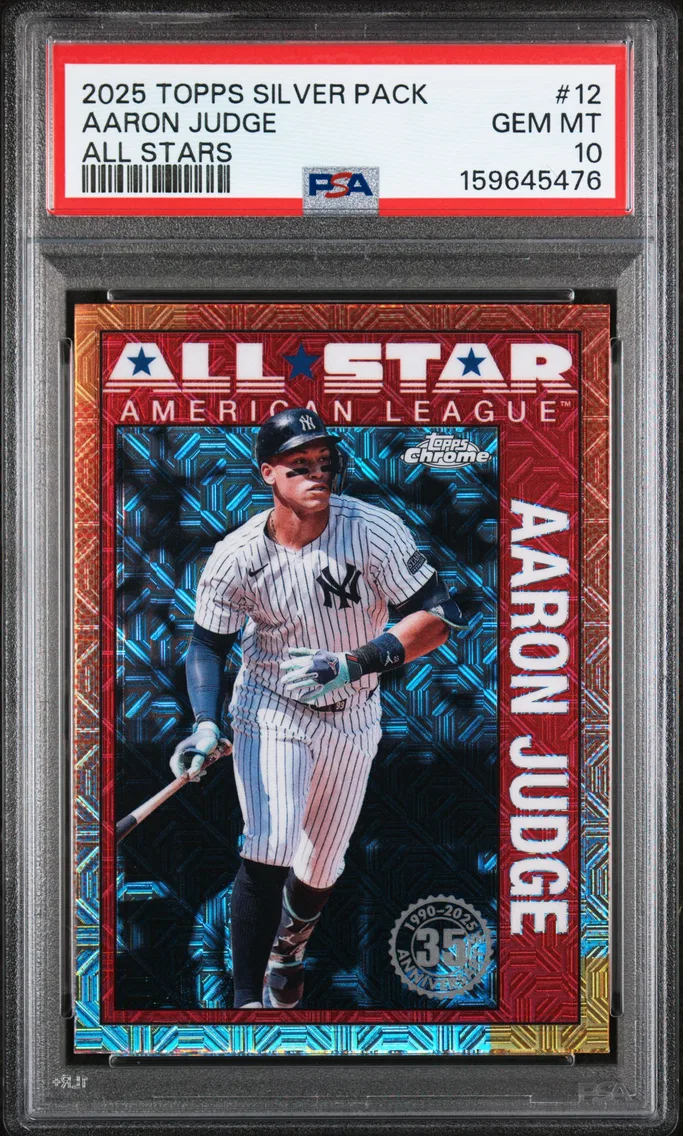 2025 #12 Aaron Judge PSA 10 Topps Silver Pack 1990 Chrome All Stars
