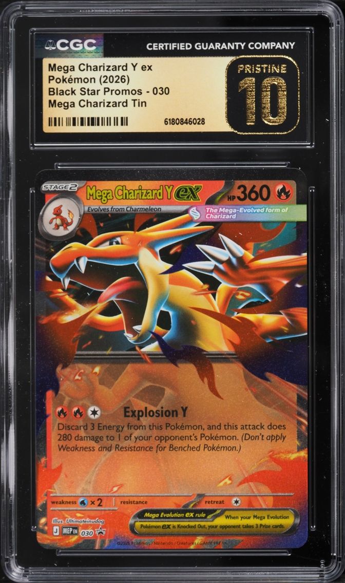 2026 Pokemon Mega Evolution Black Star Promo Tin Mega Charizard Y Ex #30 CGC 10 PRISTINE