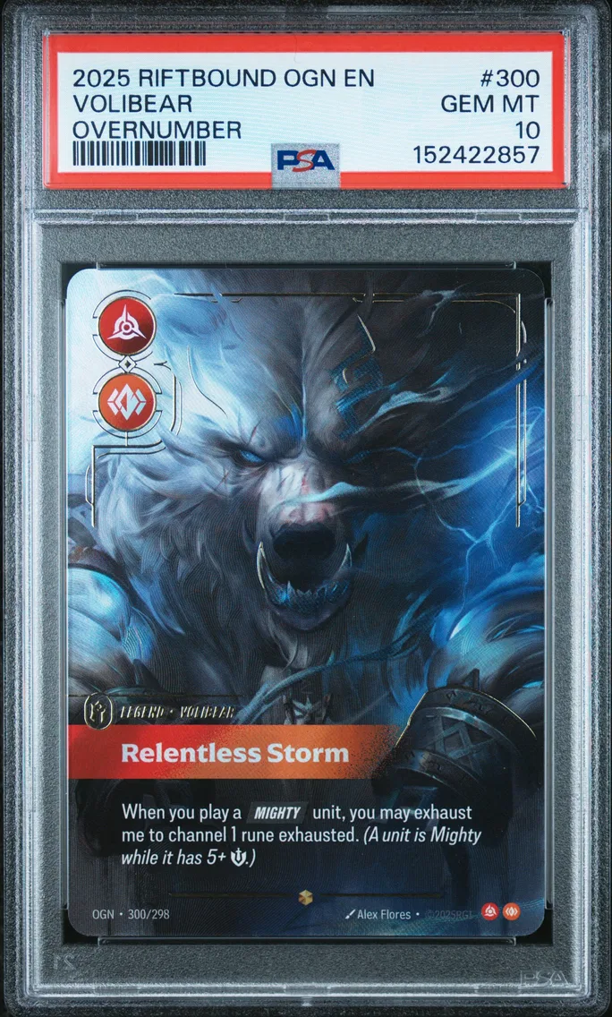 2025 #300 Volibear - Relentless Storm PSA 10 Riftbound: League of Legends Ogn-Origins