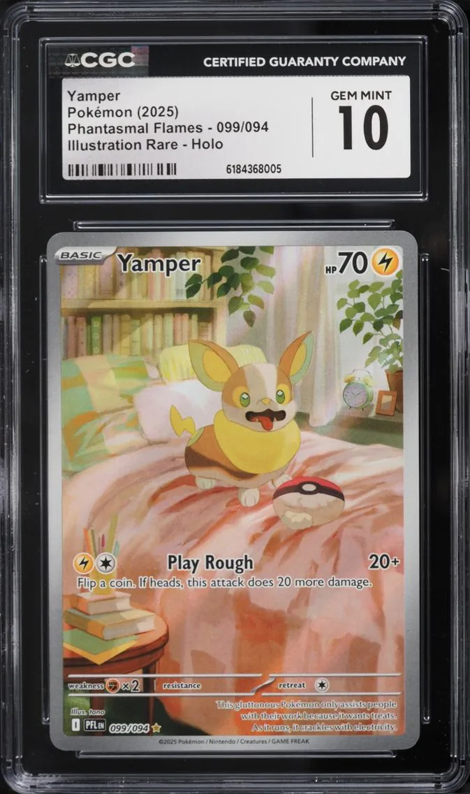 2025 #99 Yamper CGC 10 Pokemon Mega Evolution Phantasmal Flames IR