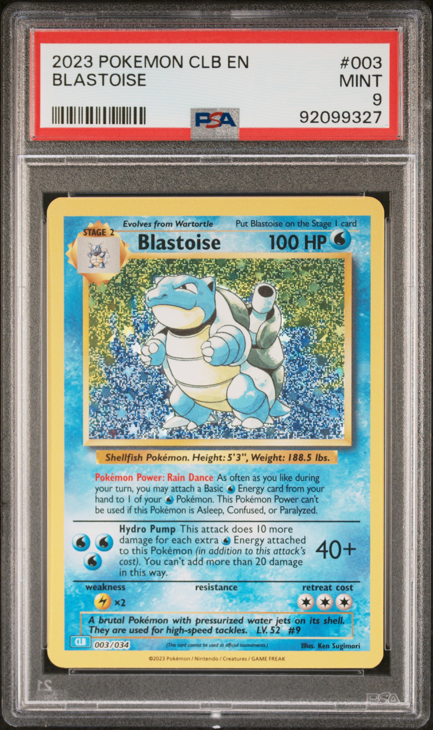 2023 #003 Blastoise PSA 9 Clb-Trading Card Game Classic Blastoise & Suicune Ex Deck