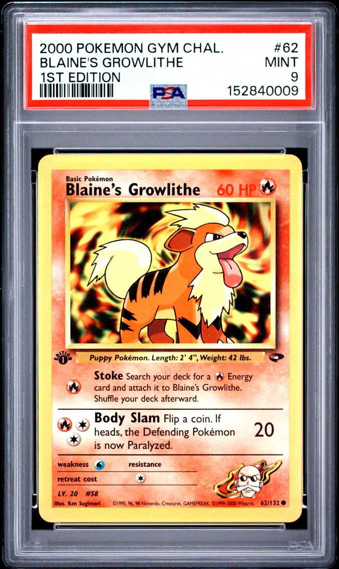 2000 #62 Blaine's Growlithe 1st 