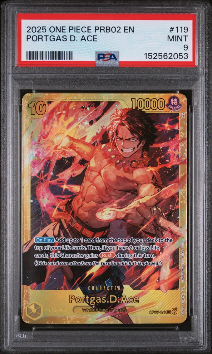 2025 #119 Portgas D. Ace PSA 9 One Piece PRB02-Premium Booster -One Piece Card the Best- Vol.2