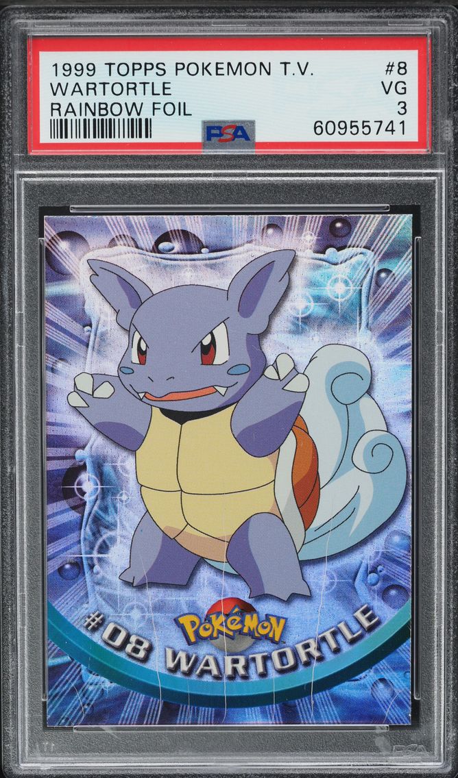 1999 #8 TOPPS TV RAINBOW FOIL WARTORTLE PSA 3 POKEMON