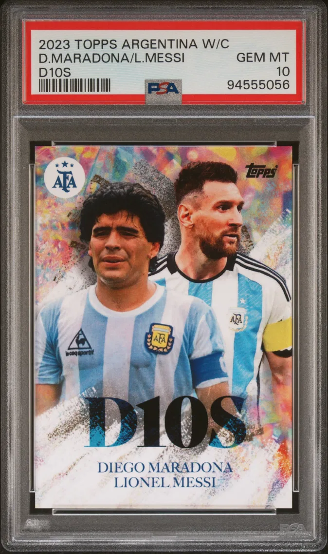 2023 #NA Diego Maradona/Lionel Messi PSA 10 Topps Argentina World Champions