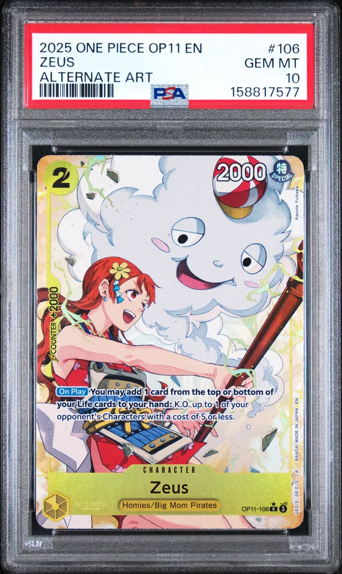 2025 #106 Zeus PSA 10 One Piece OP11-A Fist of Divine Speed