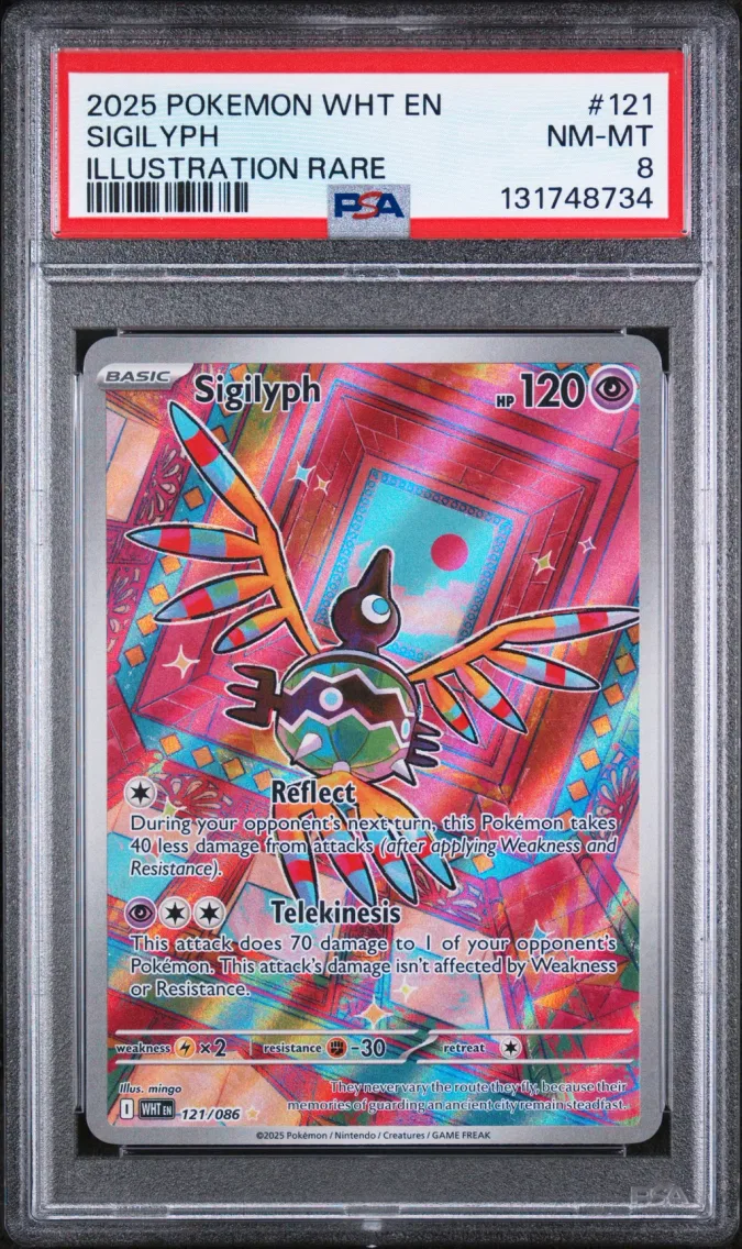 2025 #121 Sigilyph PSA 8 Wht EN-White Flare