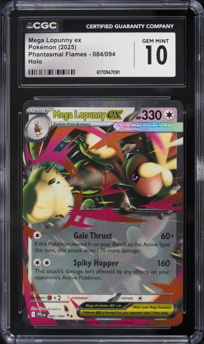 2025 Pokemon Mega Evolution Phantasmal Flames Holo Mega Lopunny Ex #84 CGC 10 GEM MINT
