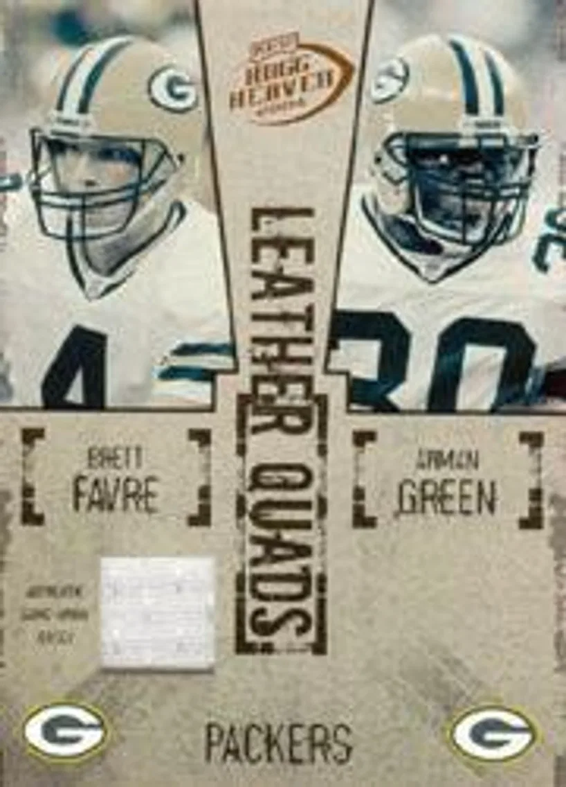 2004 #LQ7 Brett Favre/Ahman Green/Donald Driver/Javon Walker BGS 9.5 Playoff Hogg Heaven Leather Quads Jerseys Single