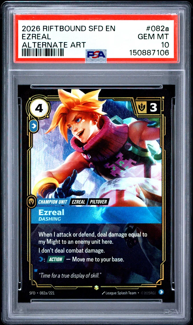 2026 #082a Ezreal - Dashing PSA 10 Riftbound: League of Legends Sfd-Spiritforged