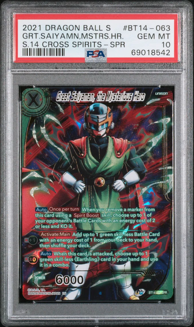 2021 #BT14-063 Great Saiyaman, the Mysterious Hero PSA 10 Dragon Ball Super Card Game Series 14 Cross Spirits