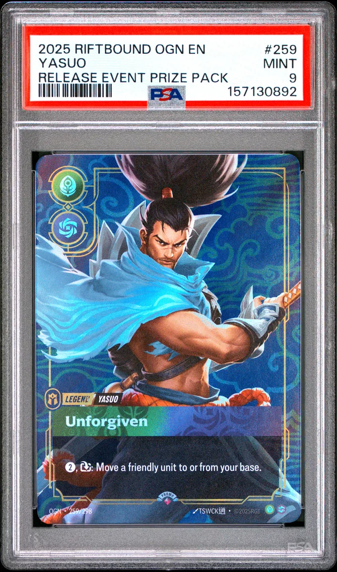 2025 #259 Yasuo - Unforgiven PSA 9 Riftbound: League of Legends Ogn-Origins