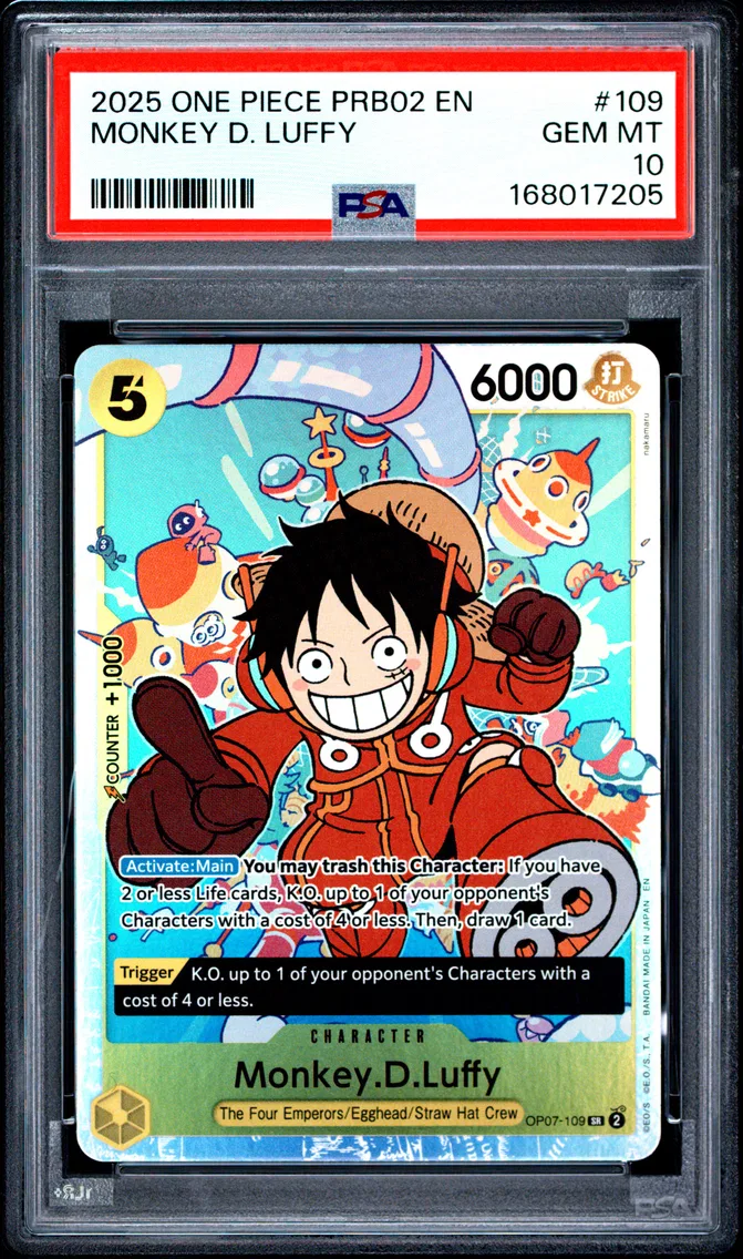 2025 #109 Monkey D. Luffy PSA 10 One Piece PRB02-Premium Booster -One Piece Card the Best- Vol.2