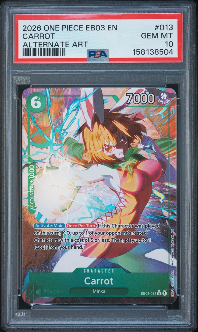 2026 #013 Carrot PSA 10 One Piece EB03-Extra Booster -One Piece Heroines Edition-