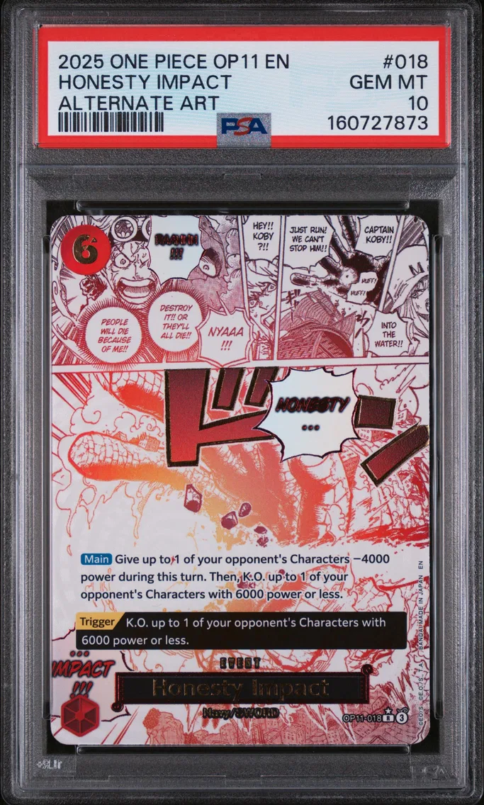 2025 #018 Honesty Impact PSA 10 One Piece OP11-A Fist of Divine Speed