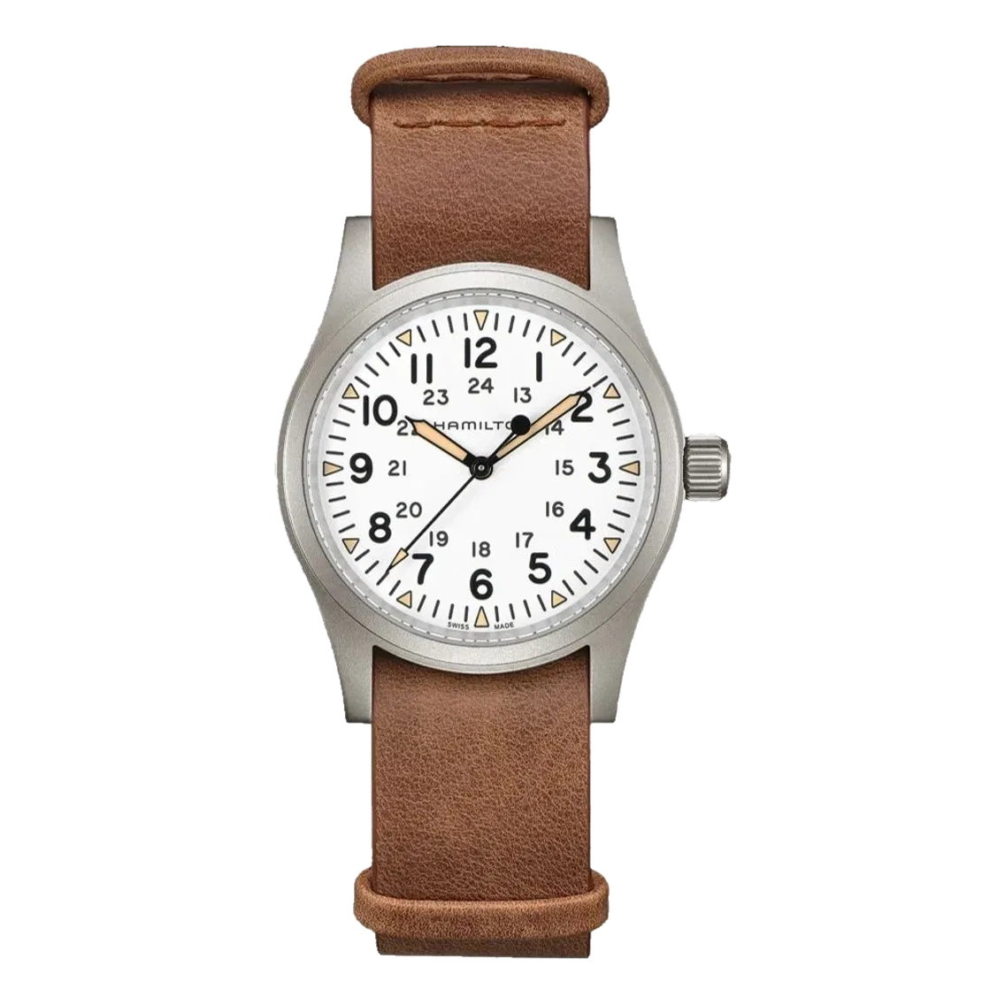Hamilton Khaki Field Mechanical 38mm - White on Leather strap