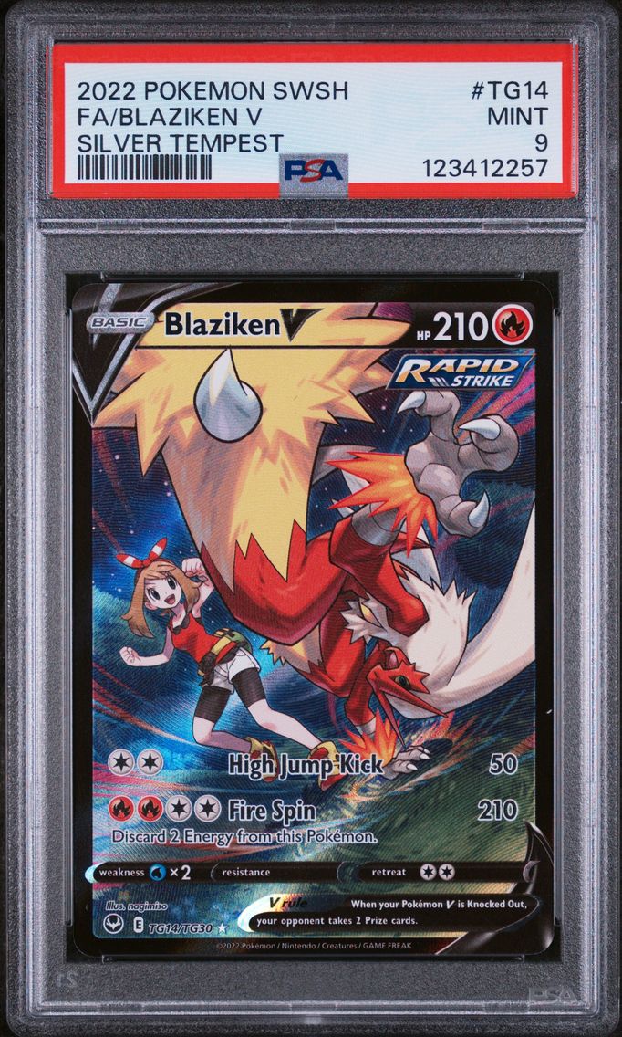 2022 #TG14 Full Art/Blaziken V PSA 9 Sword & Shield Silver Tempest Pokemon