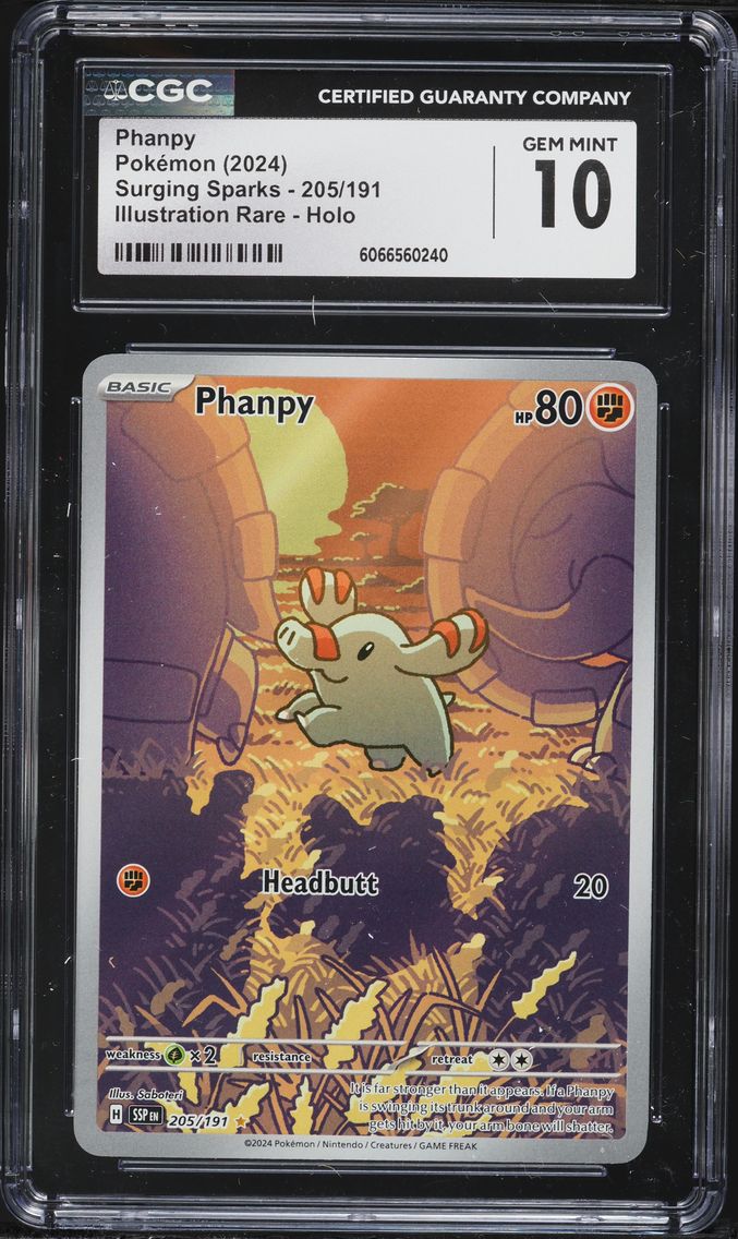 2024 #205 Phanpy CGC 10 Ssp EN-Surging Sparks Pokemon