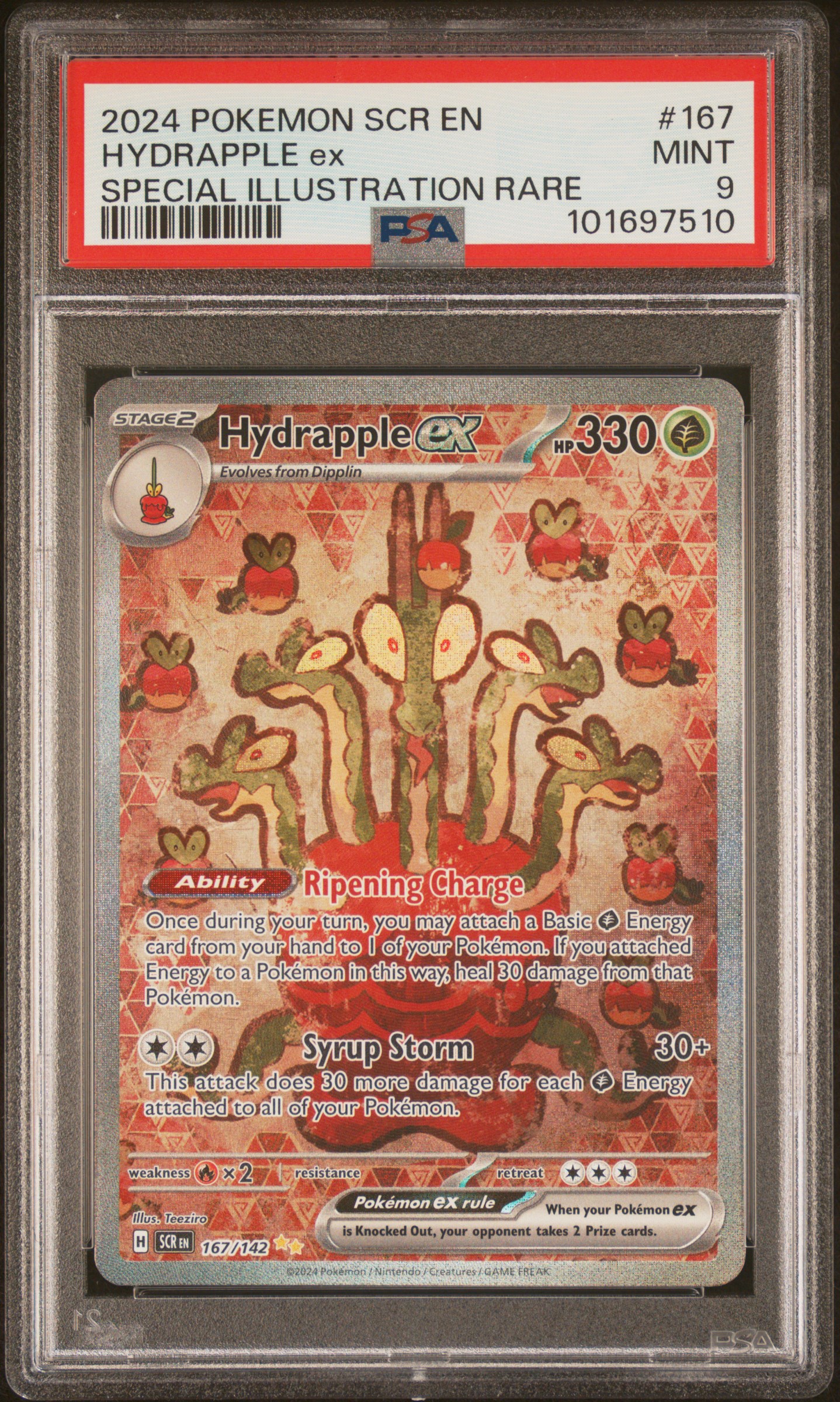 2024 #167 Hydrapple Ex PSA 9 Scr En-Stellar Crown
