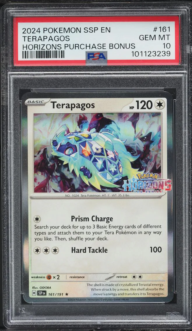 2024 #161 SV SURGING SPARKS HORIZONS STAMP HOLO TERAPAGOS PSA 10 POKEMON