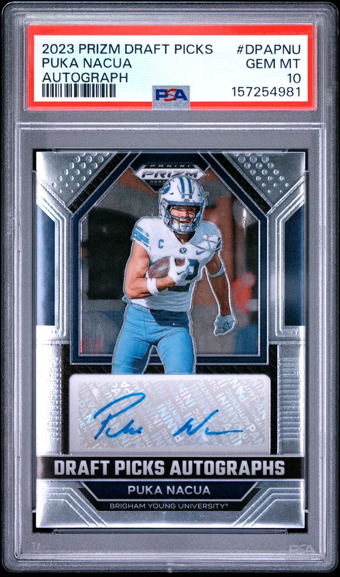 2023 #DPAPNU Puka Nacua PSA 10 Panini Prizm Draft Picks Draft Picks Autographs