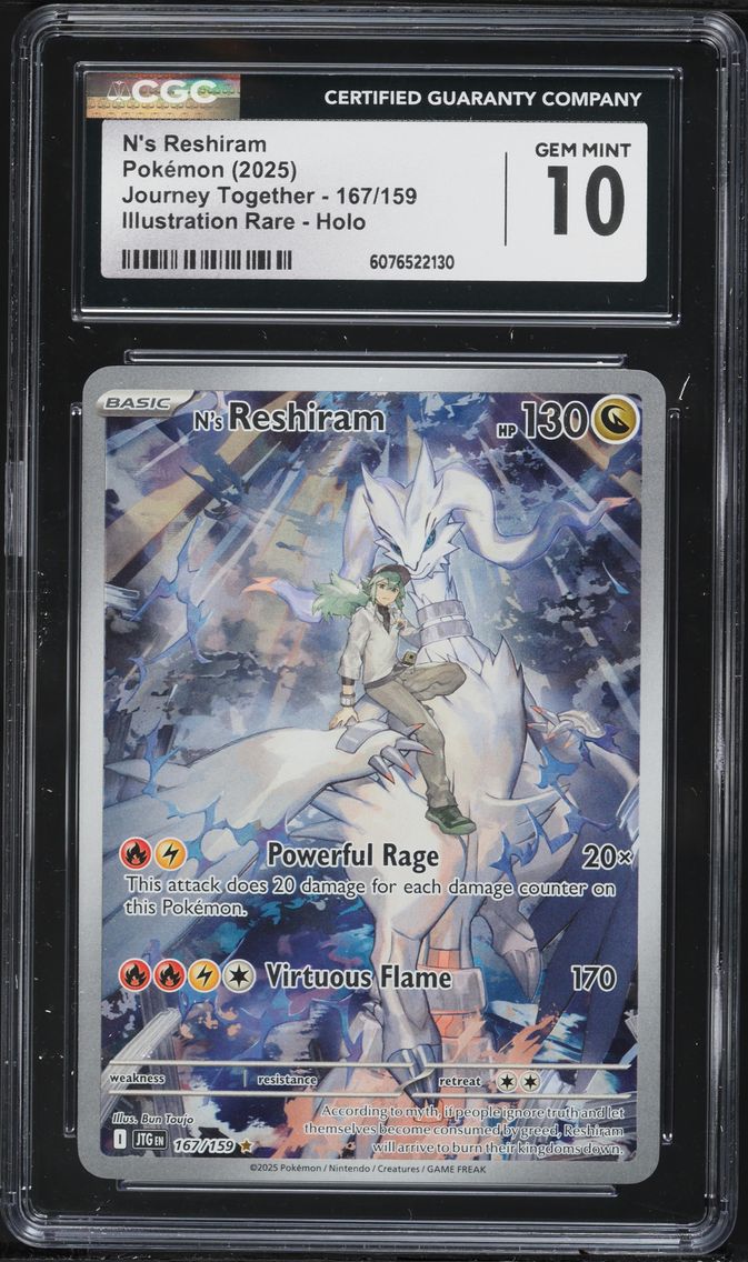 2025 #167 N's Reshiram CGC 10 Jtg EN-Journey Together Pokemon