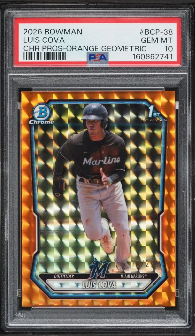 2026 Bowman Chrome Orange Geometric Luis Cova PROSPECT /25 #BCP-38 PSA 10 GEM MINT