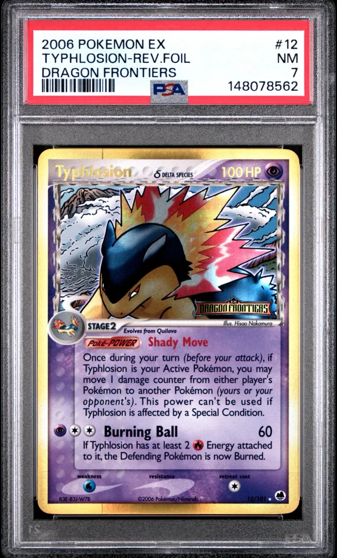 2006 Pokemon EX Dragon Frontiers Typhlosion-Reverse Foil Dragon Frontiers #12 PSA 7