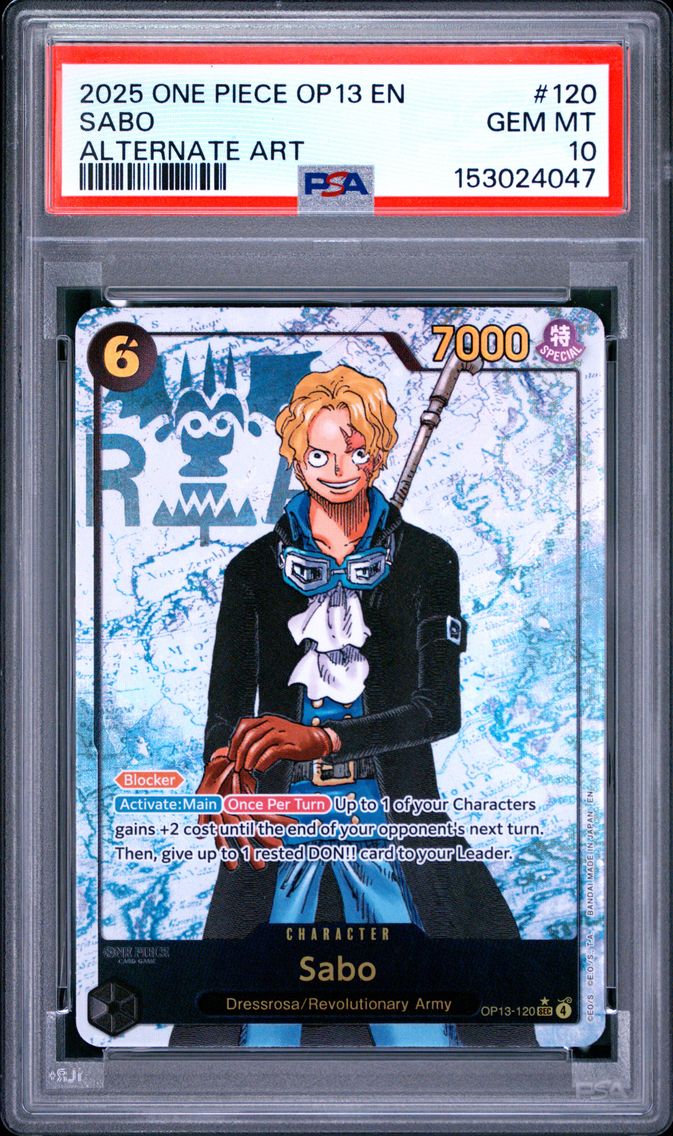 2025 #120 Sabo PSA 10 One Piece OP13-Carrying on His Will