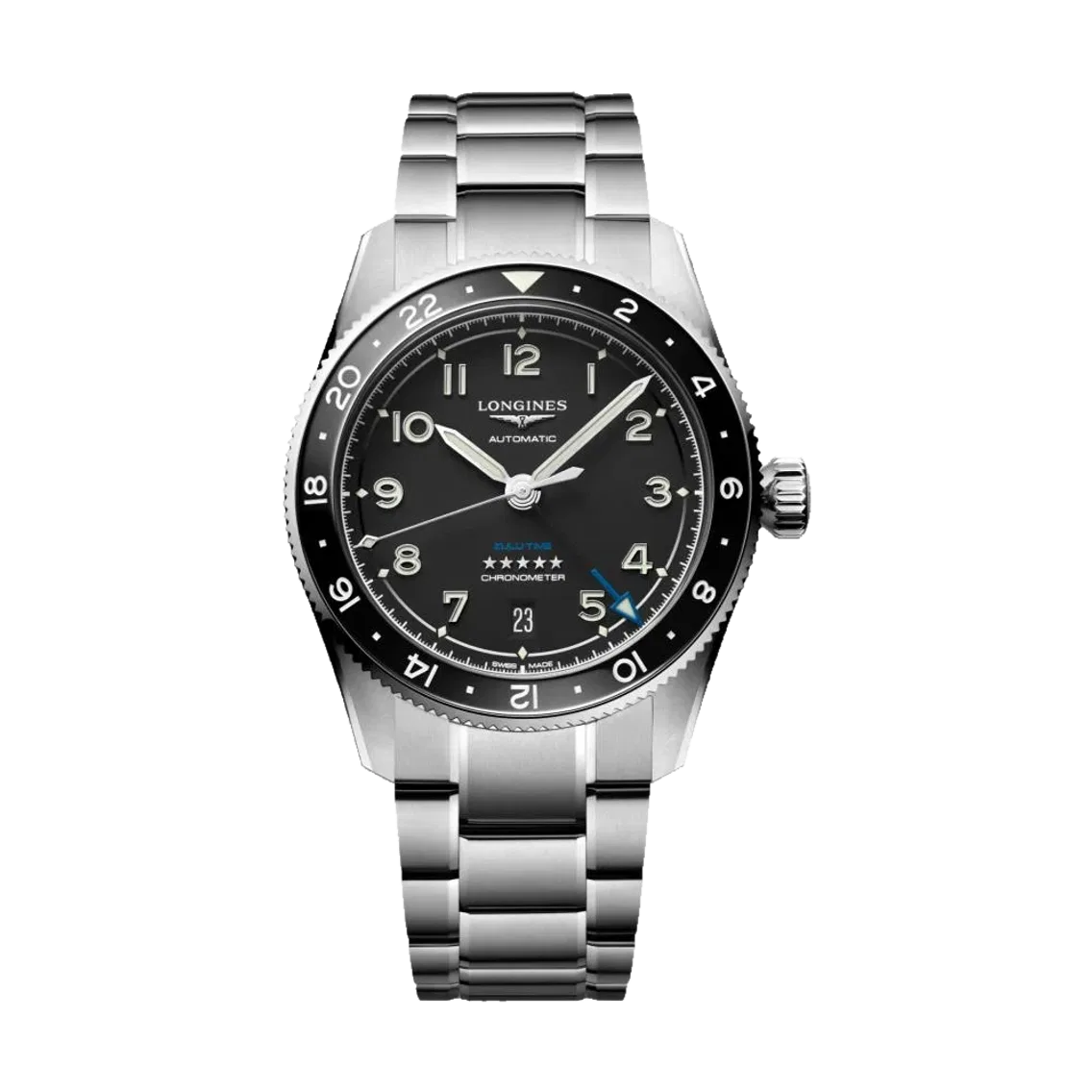 Longines Spirit Zulu Time 39mm - Black on Bracelet