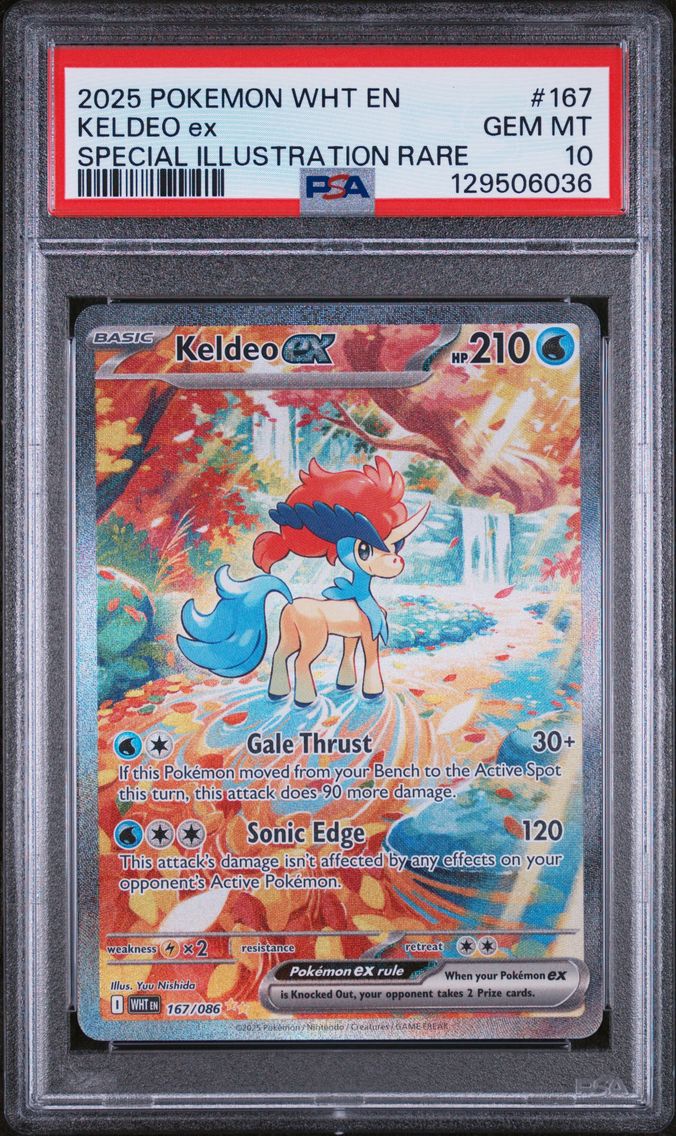 2025 #167 Keldeo EX PSA 10 Wht E