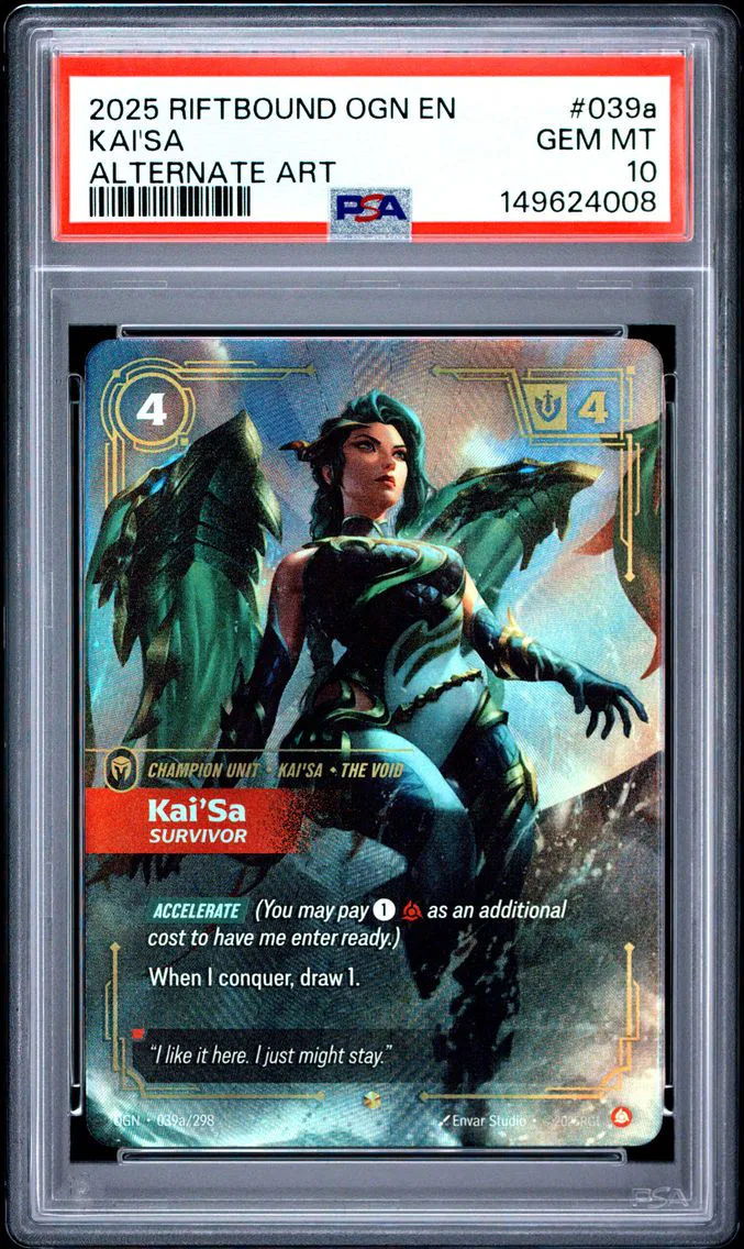 2025 #039a Kai'sa PSA 10 Riftbound: League of Legends Ogn-Origins