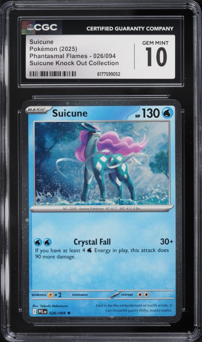 2025 Pokemon Mega Evolution Phantasmal Flames Knock Out Collection Suicune #26 CGC 10 GEM MINT