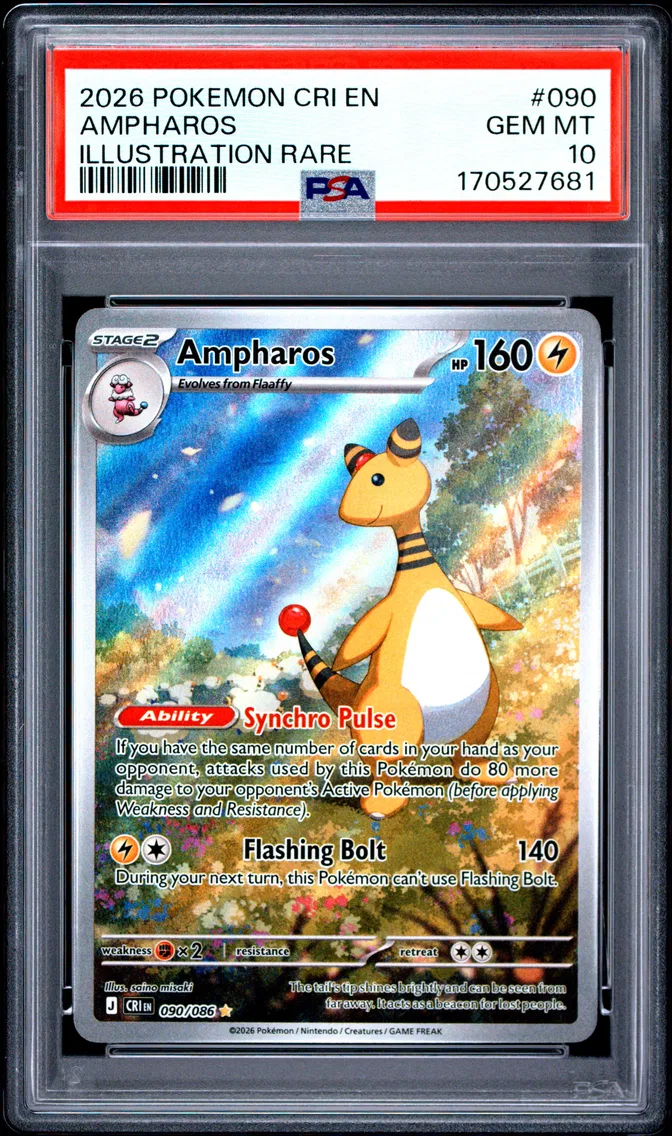 2026 Pokemon Cri EN-Chaos Rising Ampharos Cri EN-Chaos Rising #090 PSA 10