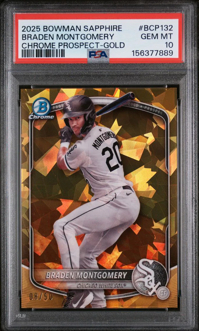 2025 #BCP132 Braden Montgomery PSA 10 Bowman Sapphire Edition Chrome Prospects