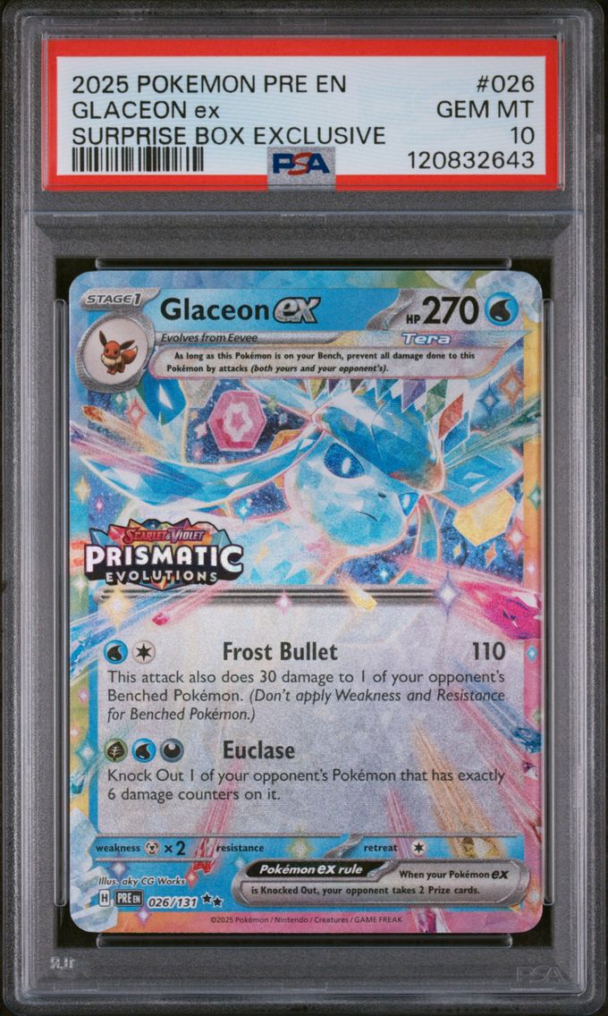 2025 #026 Glaceon EX PSA 10 Pre EN-Prismatic Evolutions Pokemon