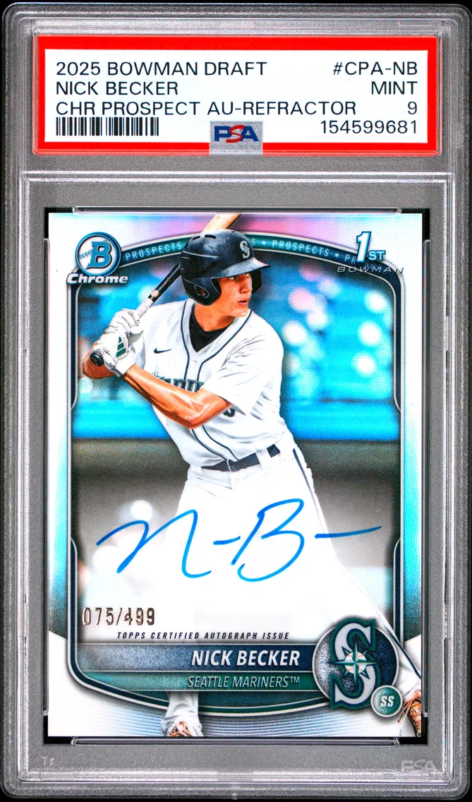 2025 #CPA-NB Nick Becker PSA 9 Bowman Draft Chrome Prospect Autographs