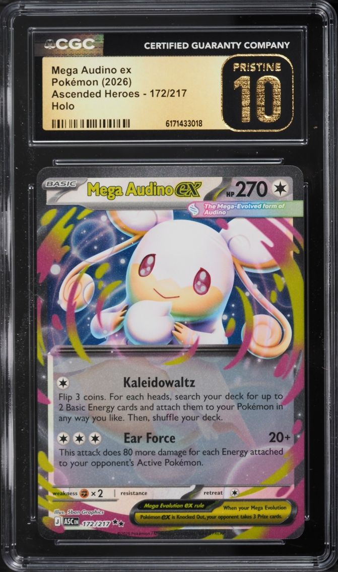 2026 Pokemon Mega Evolution Ascended Heroes Holo Mega Audino Ex #172 CGC 10 PRISTINE