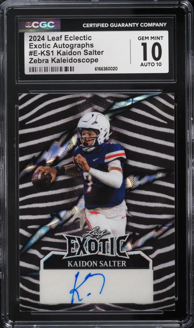 2024 Leaf Eclectic Exotic Zebra Kaleidoscope Kaidon Salter AUTO /4 #E-KS1 CGC 10 GEM MINT