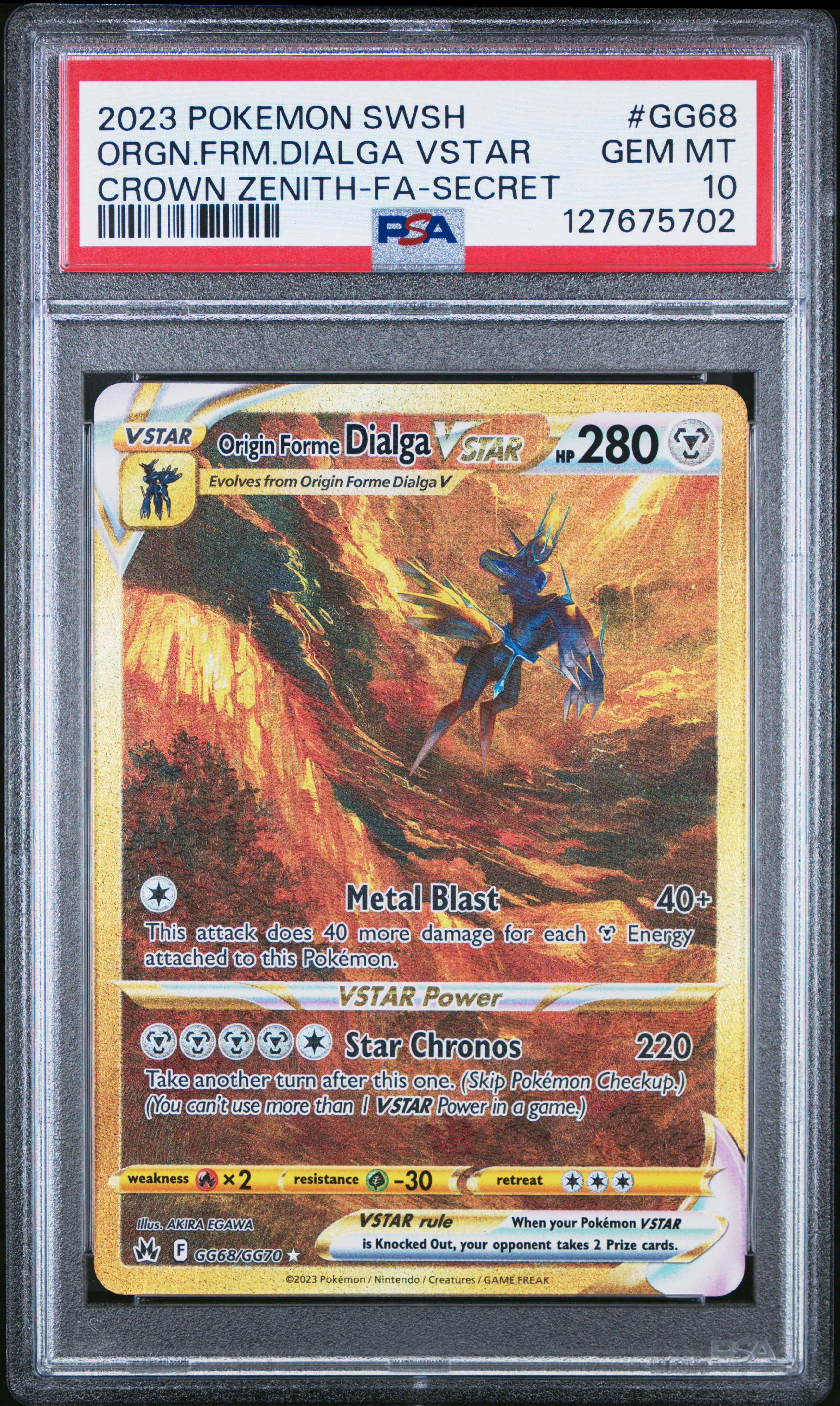 2023 #Gg68 Full Art/Origin Forme Dialga Vstar PSA 10 Sword And Shield Crown Zenith