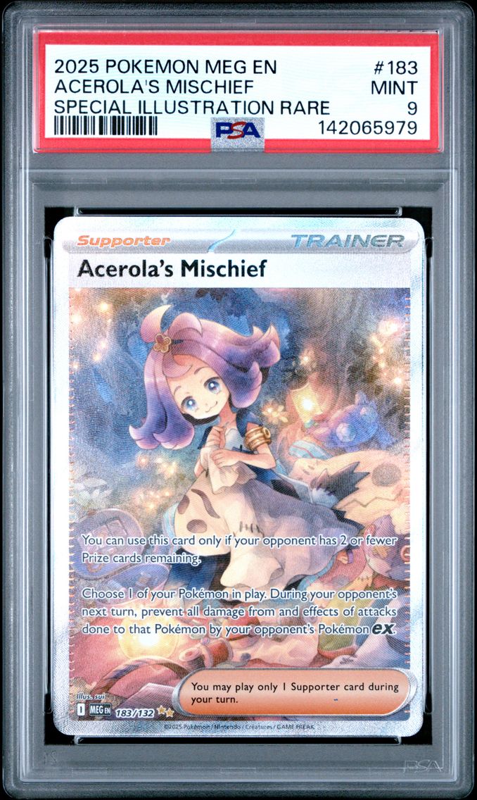 2025 #183 Acerola's Mischief PSA 9 Meg EN-Mega Evolution Pokemon