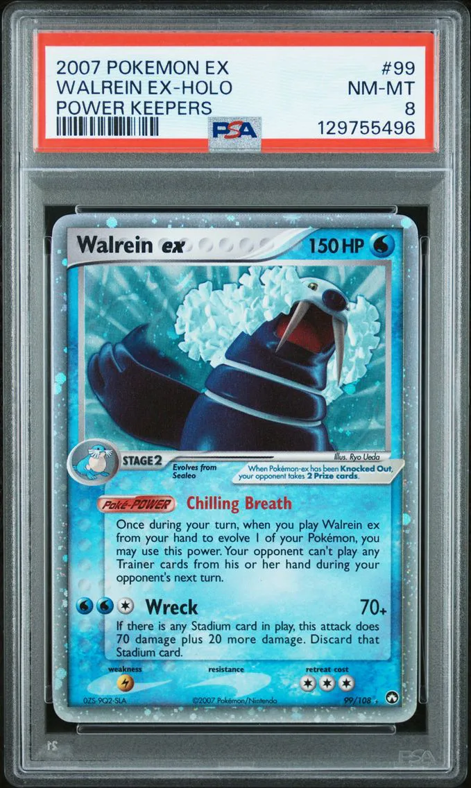2007 #99 Walrein EX-Holo PSA 8 EX Power Keepers Pokemon