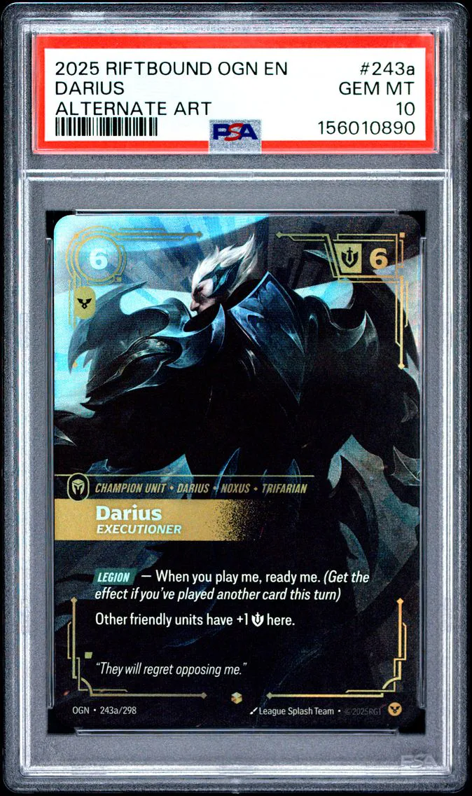 2025 #243a Darius - Executioner PSA 10 Riftbound: League of Legends Ogn-Origins