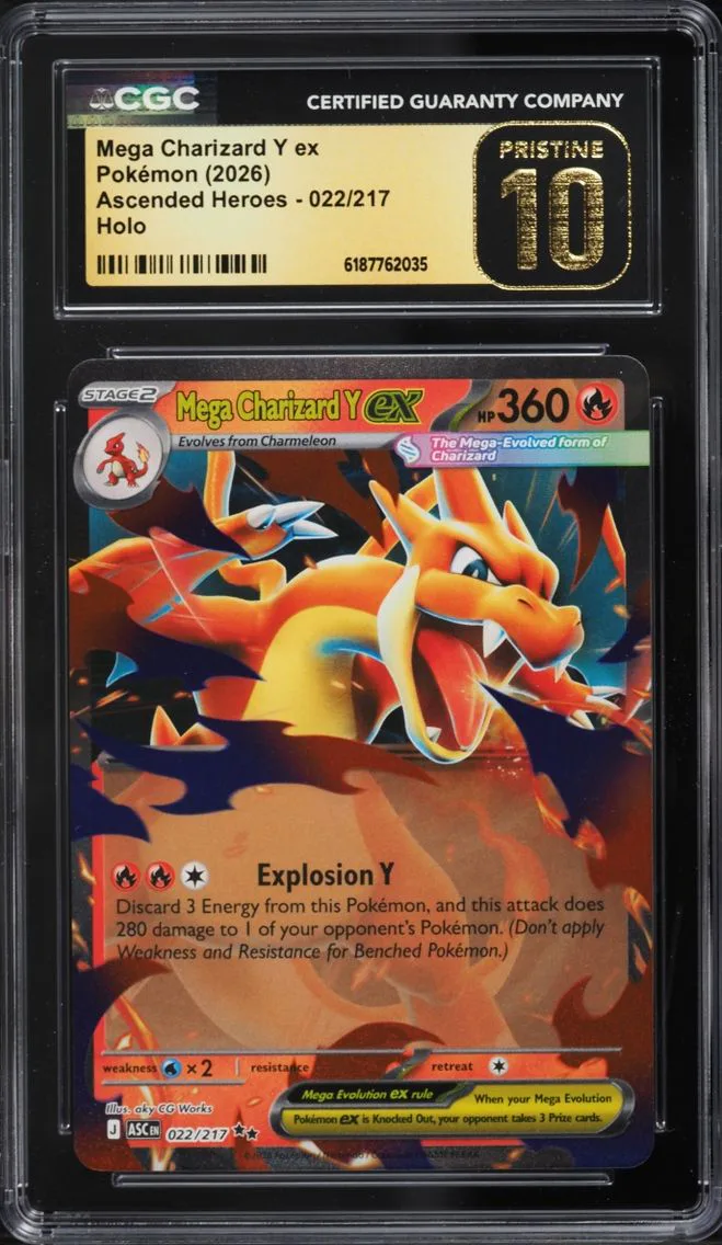2026 #22 Mega Charizard Y EX CGC 10 Pokemon Mega Evolution Ascended Heroes Holo