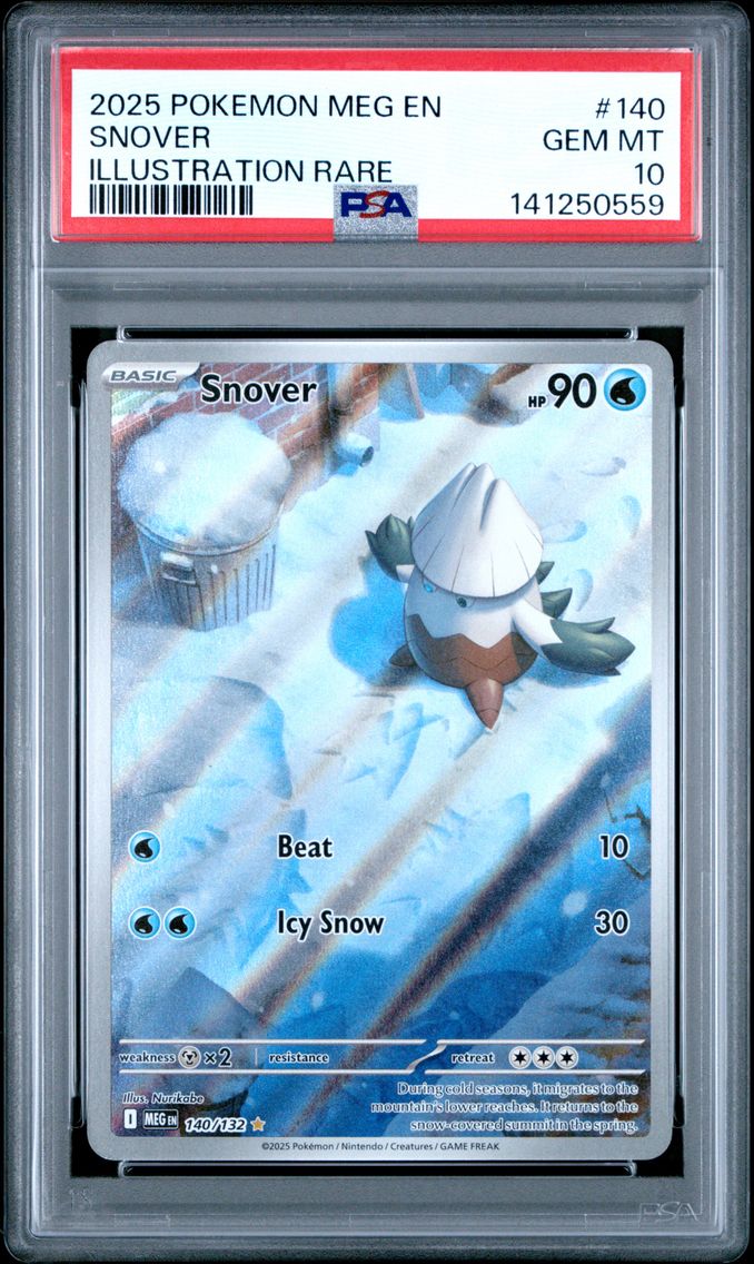 2025 #140 Snover PSA 10 Meg EN-Mega Evolution Pokemon