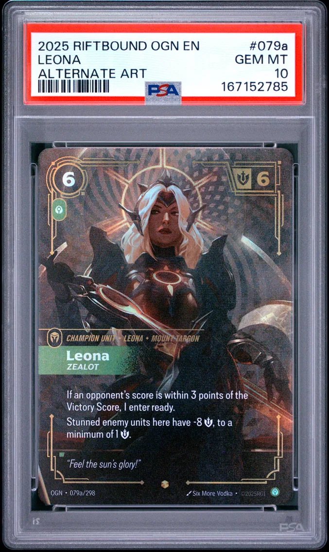 2025 #079a Leona - Zealot PSA 10 Riftbound: League of Legends Ogn-Origins