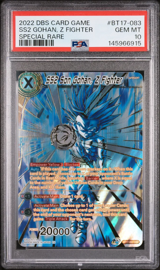 2022 #BT17-083 SS2 Son Gohan, Z Fighter PSA 10 Dragon Ball Super Card Game Series 17 Ultimate Squad