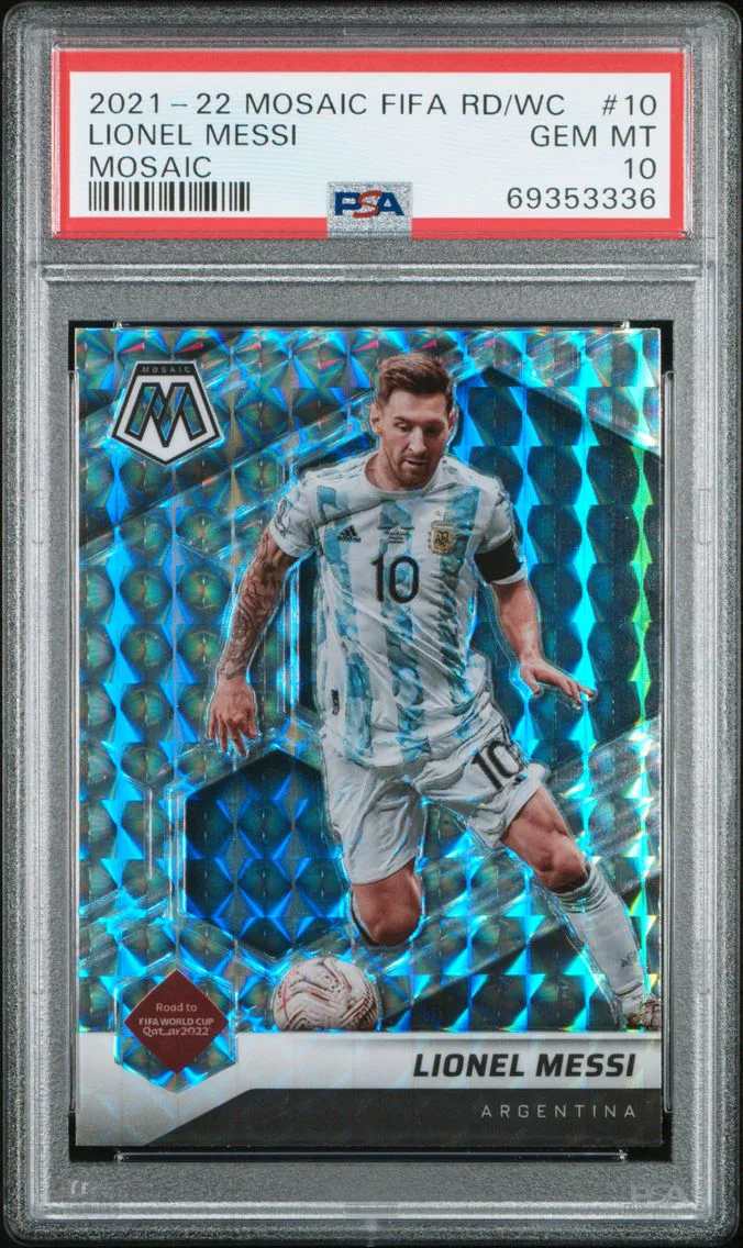 2021 #10 Lionel Messi PSA 10 Panini Mosaic FIFA Road to World Cup